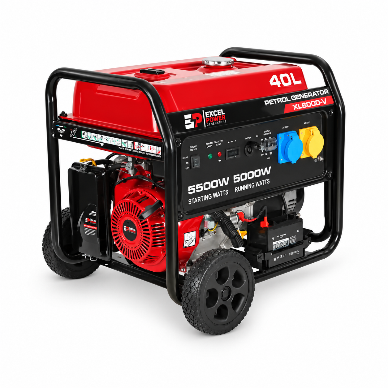 Excel Power XL6000V | 5.5kW Petrol Generator | 230V | Electric Start | AVR | Euro V