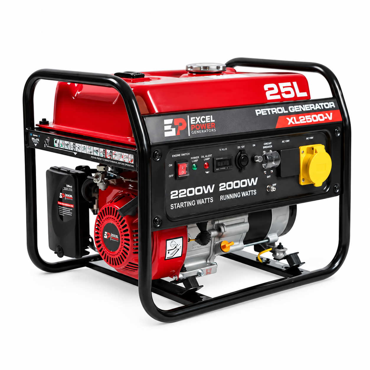 Excel Power XL2500V | 2.2kW Open Frame Petrol Generator | 110V & 230V | Recoil Start | AVR