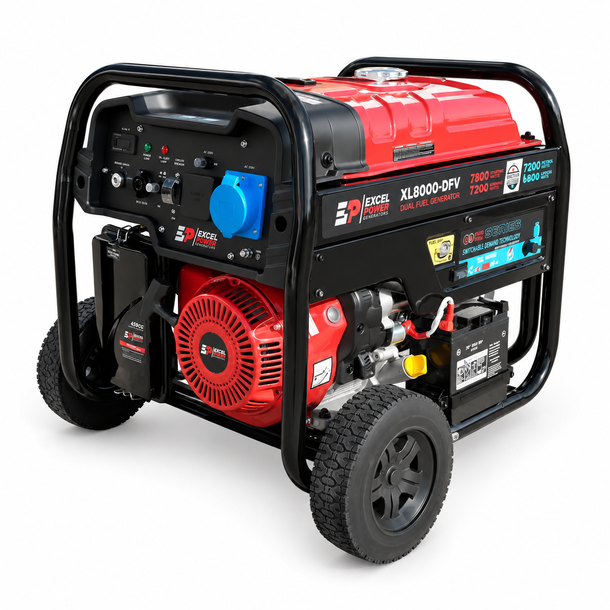Excel Power XL8000DFV | 7.8kW Dual-Fuel Generator | Petrol & LPG | Electric & Recoil Start | AVR