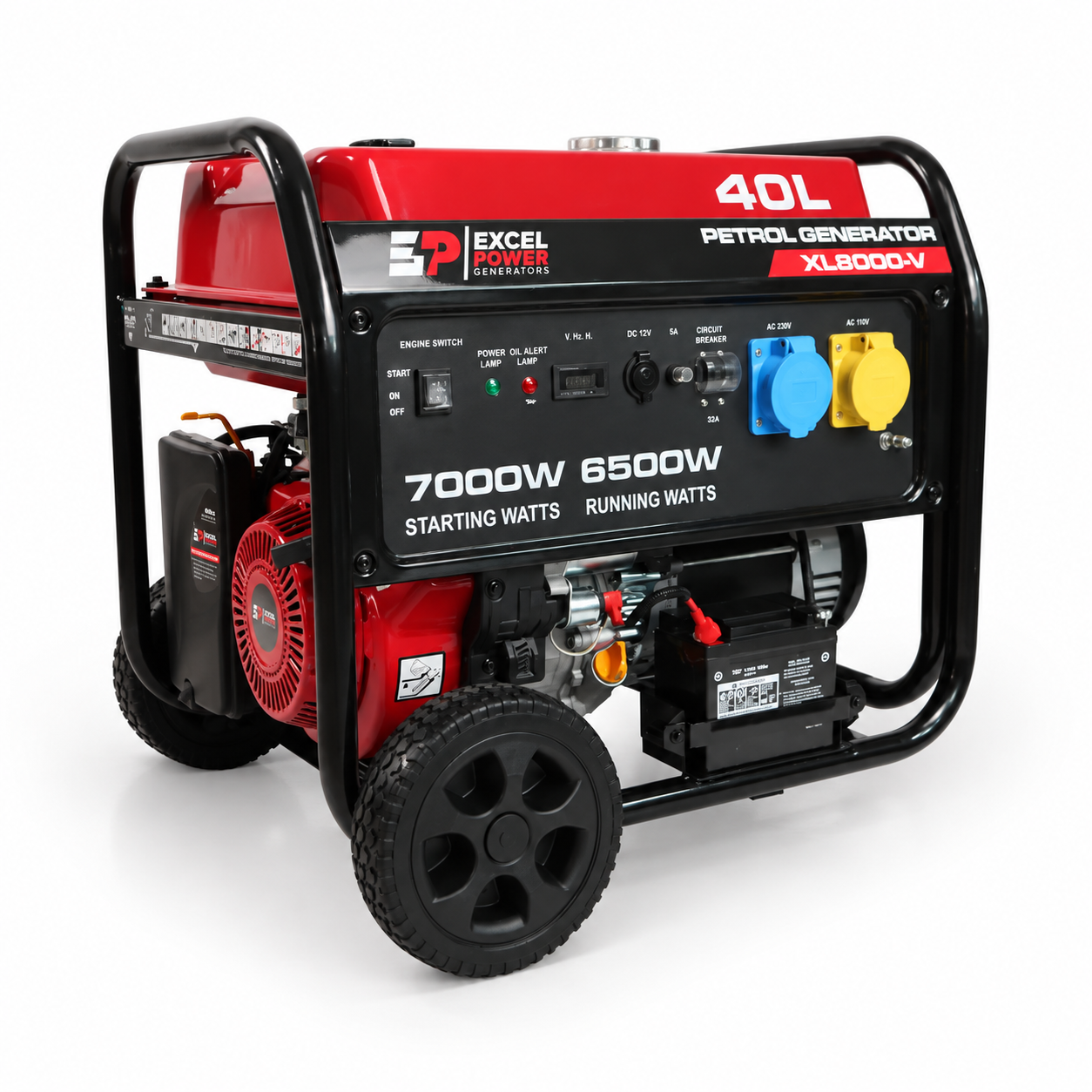 Excel Power XL8000V | 7kW Open Frame Petrol Generator | Electric Start | AVR | 110V & 230V