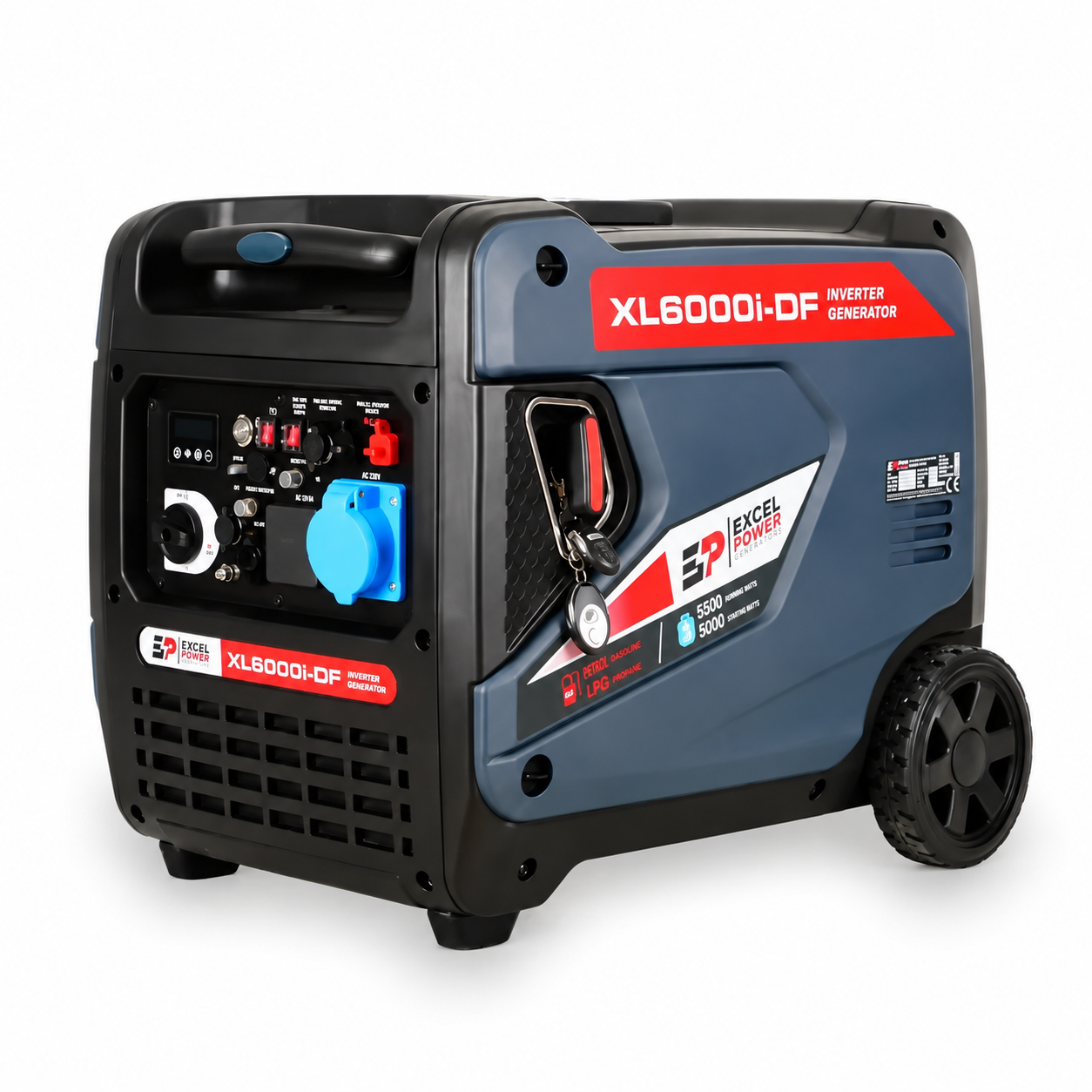 Excel Power XL6000i-DF | 6kW Dual-Fuel Inverter Generator | Petrol & LPG | Electric & Remote Start | Pure Sine Wave