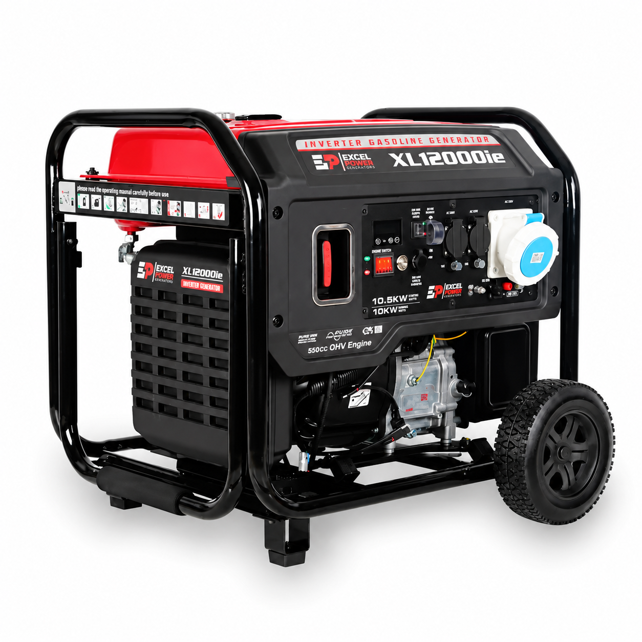 Excel Power XL12000iE | 10.5kW Petrol Inverter Generator | 230V | Electric Start | Pure Sine Wave