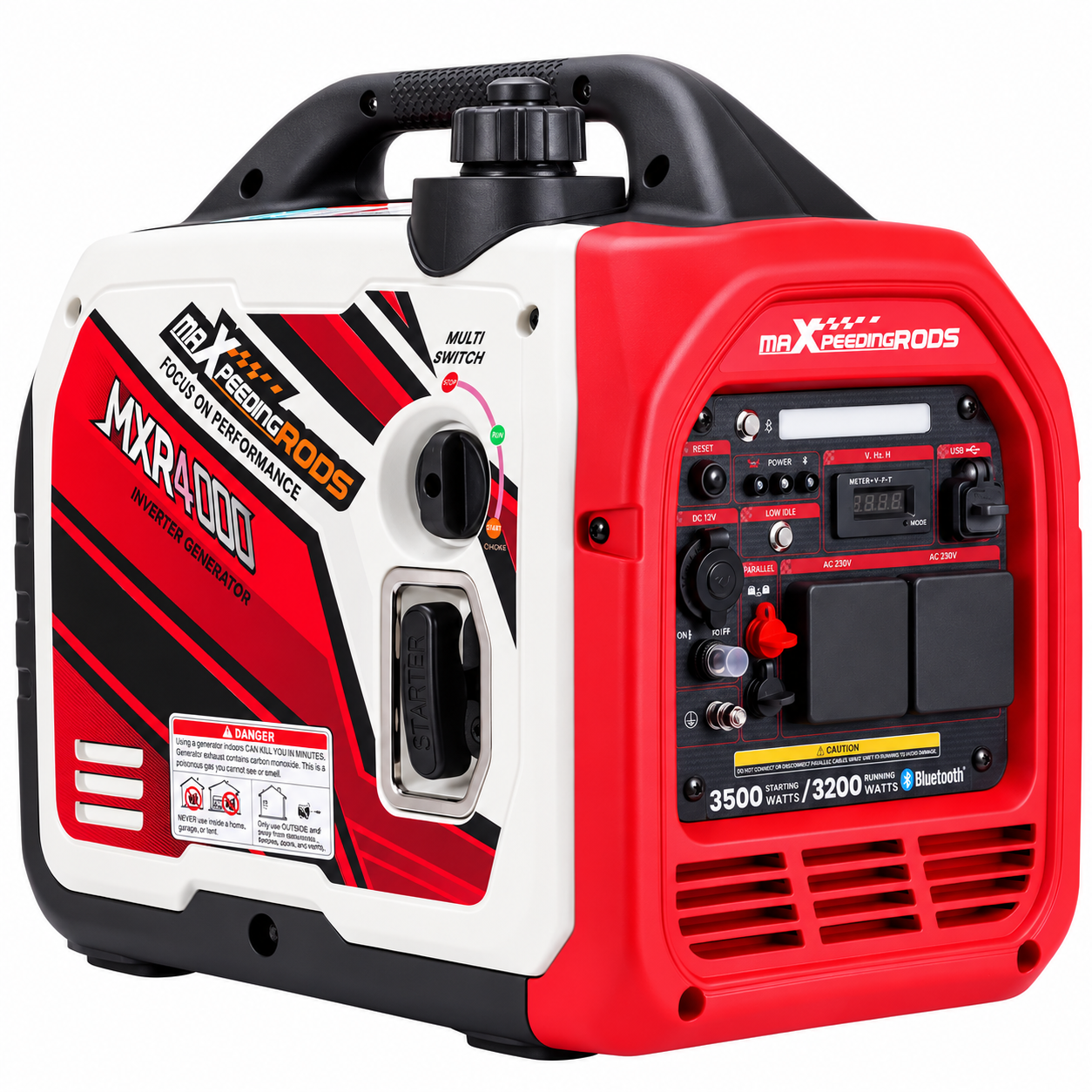 maXpeedingRODS MXR4000 | 4kW Petrol Inverter Generator | 230V | Pure Sine Wave | Electric & Bluetooth Start