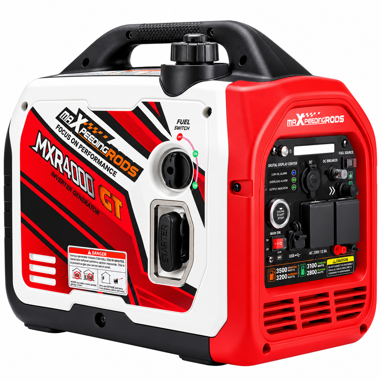 maXpeedingRODS MXR4000GT | 3.5kW Dual Fuel Inverter Generator | 230V | Petrol & LPG | Electric & Bluetooth Start